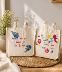 Handmade Canvas Tote Bags with Quotes