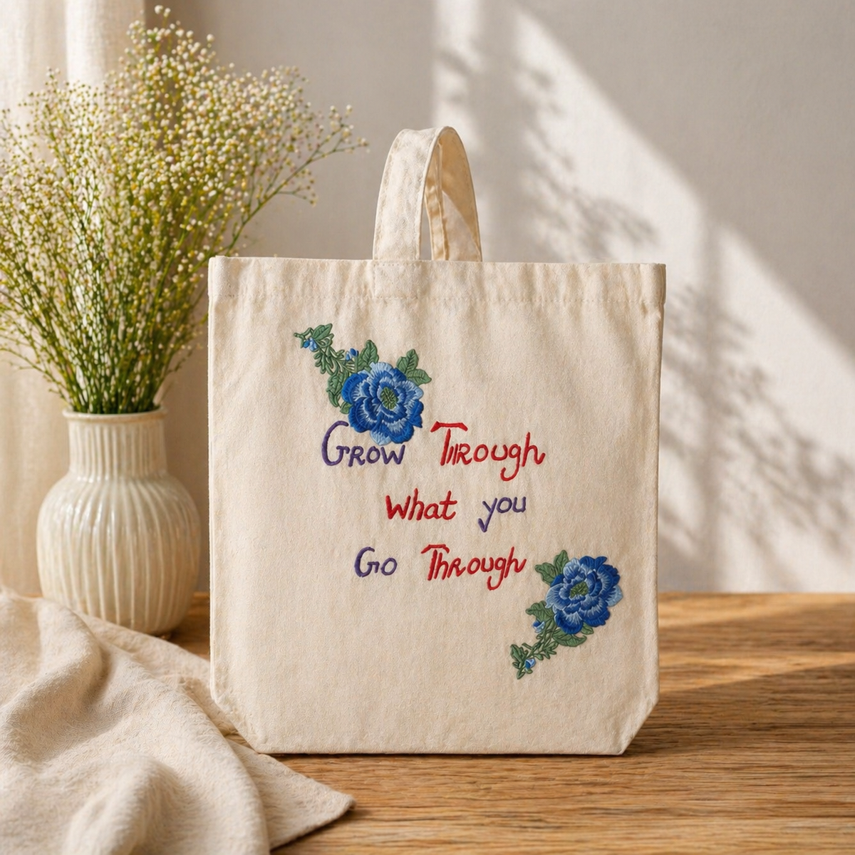 Handmade Canvas Tote Bags with Quotes